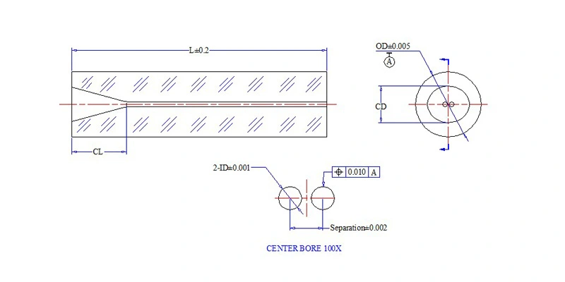 Dimension Drawing of DB Glass Capillaries