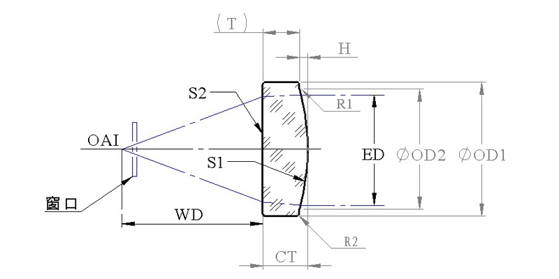 Dimension Drawing of Asphere Lenses